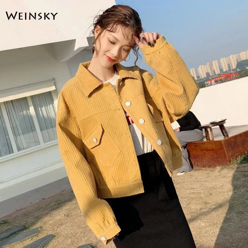 

New Corduroy Fabric Women's Jacket Spring And Autumn Short Jacket