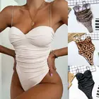 Сексуальный купальник Meihuida 2020, купальный костюм с высокими штанинами для женщин, однотонный купальник с леопардовым принтом, комплект бикини с чашками пуш-ап
