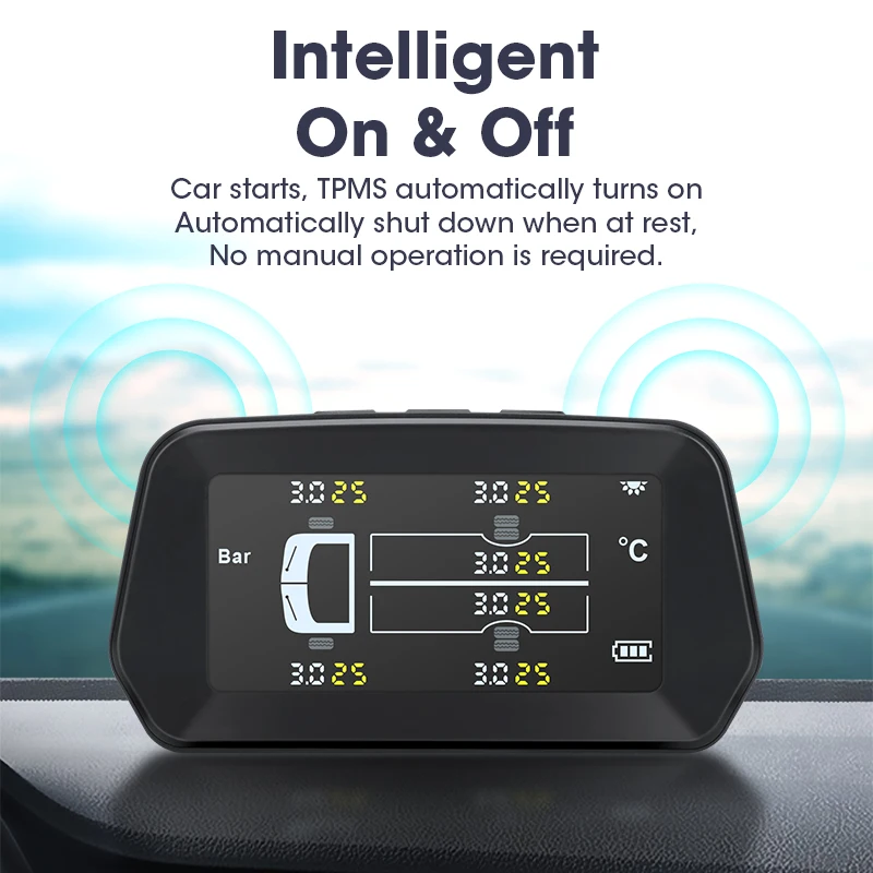 Jansite Truck TPMS Alarm Tire Pressure Sensor Monitoring System Car Tyre Pressur Solar Power Auto Security 6 sensors for RV Bus |