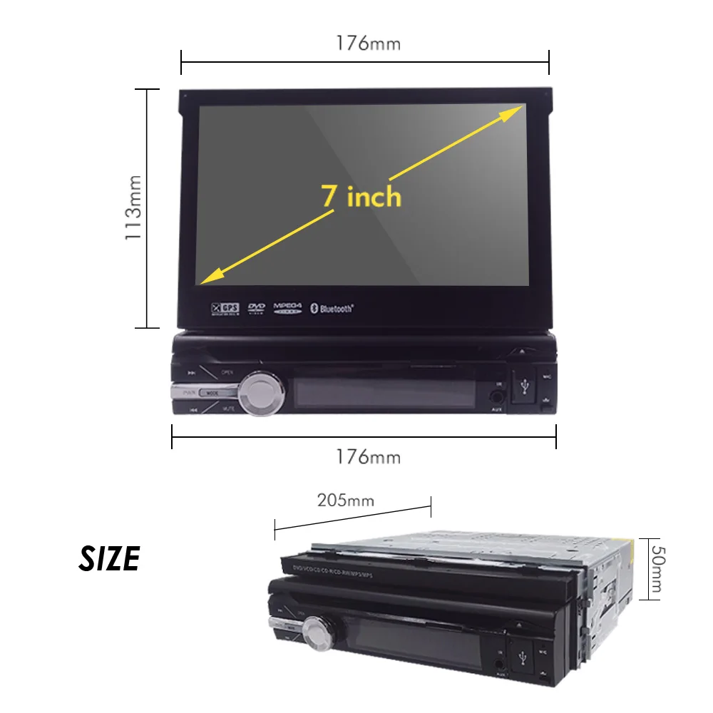 Универсальный автомобильный DVD плеер 1 din Android 10 четырехъядерный GPS Wifi BT Радио 2 Гб