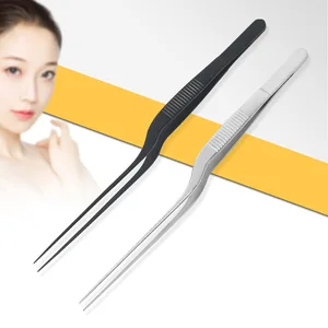 1Pcs Tweezers Atraumatic Forceps Angled Clamp Stainless Steel Tool Curved Tweezer Ear Nose Clip Eyel