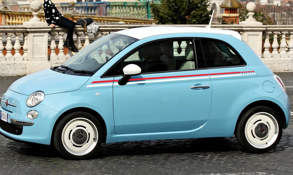 2 шт. для Fiat 500 автомобильные длинные боковые полосы наклейки Виниловая пленка Авто DIY Стайлинг декоративные наклейки автомобильные принадлежности для тюнинга