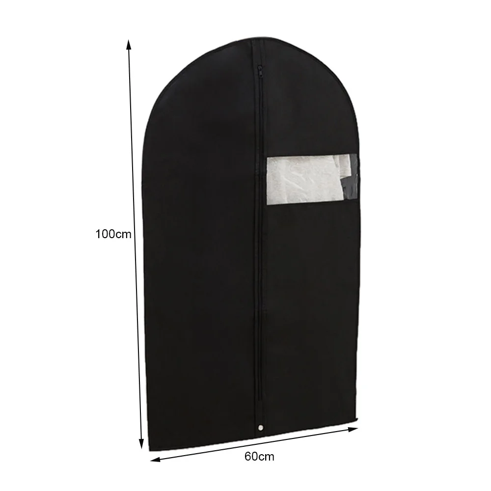 

1PC Dustproof Cover Clothes Black Nonwoven Fabric Storage Bag Dustproof Suit Clothes Dust Cover with Visual Window Home Use