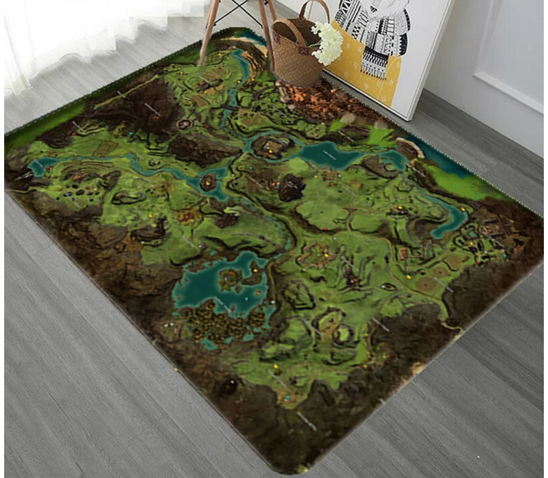 

Game map pattern carpet Square Anti-Skid Area Floor Mat 3D Rug Non-slip Mat Dining Room Living Room Soft Bedroom Carpet style
