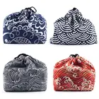 Ланч-бокс в японском стиле, сумка-тоут на шнурке для обеда, портативный детский контейнер для хранения, дорожная сумка для хранения посуды