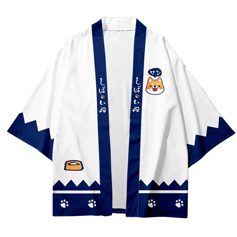 

Spring and autumn new products cardigan kimono shirt road robe Japanese shirt kimono personality fashion Shiba Inu 3D printing