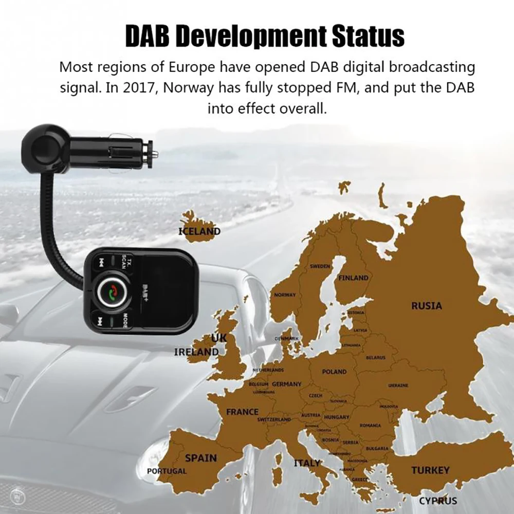 Цифровой радиоадаптер VicTsing DAB/DAB + FM передатчик с Bluetooth гарнитура для звонков два