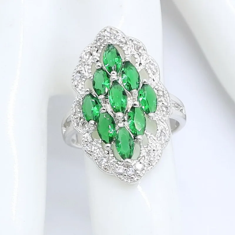 Женское кольцо с зеленым изумрудом серебро 925 пробы подарок на день рождения |