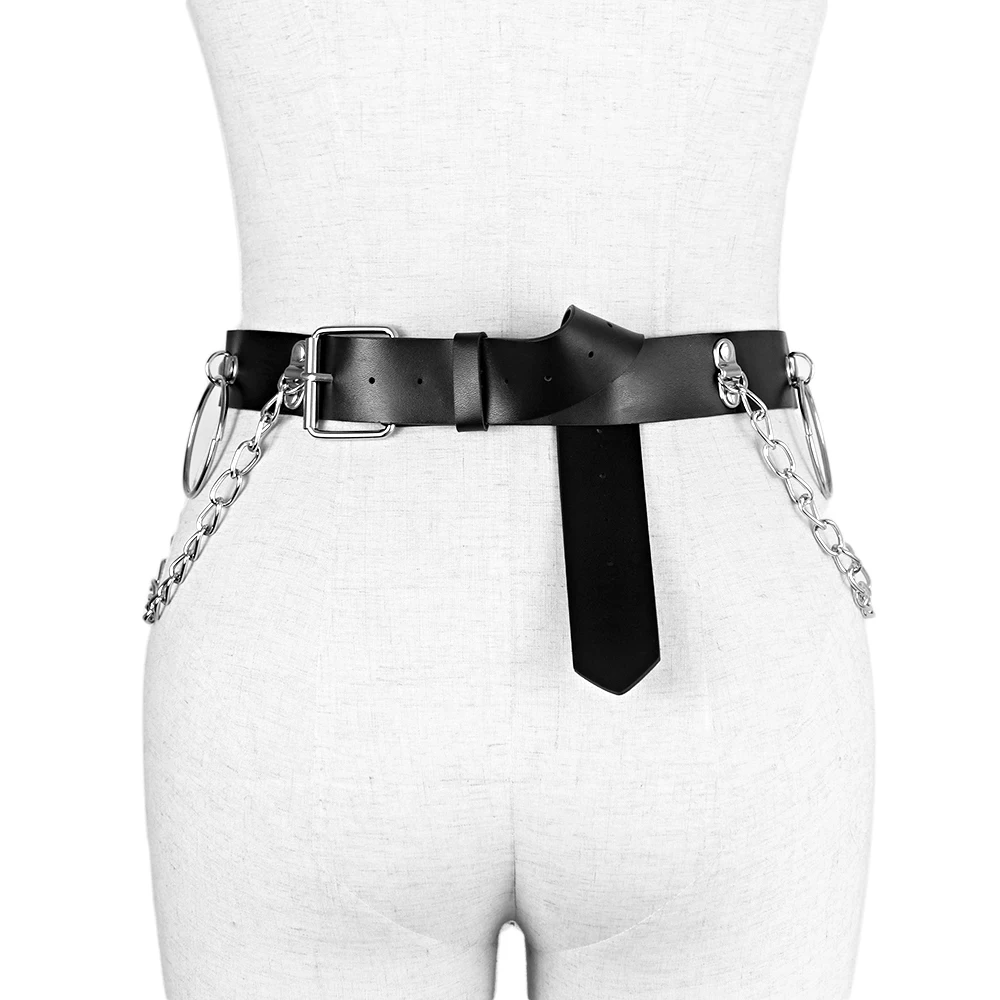 UYEE сексуальный женский модный пояс цепь кожи в стиле панк на подтяжках