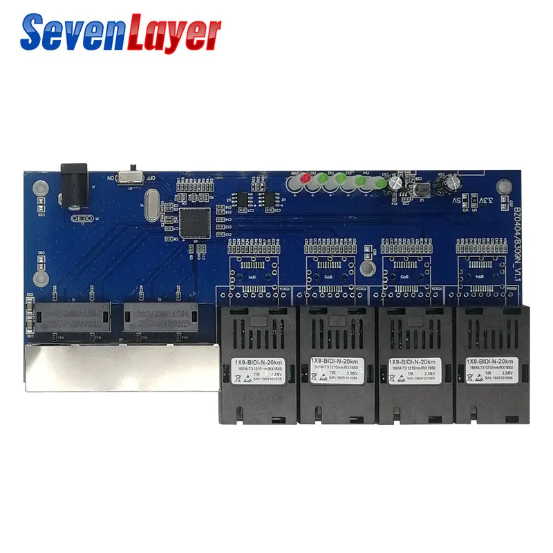 Коммутатор Ethernet 4 RJ45 SC оптический медиаконвертер одномодовый оптоволоконный