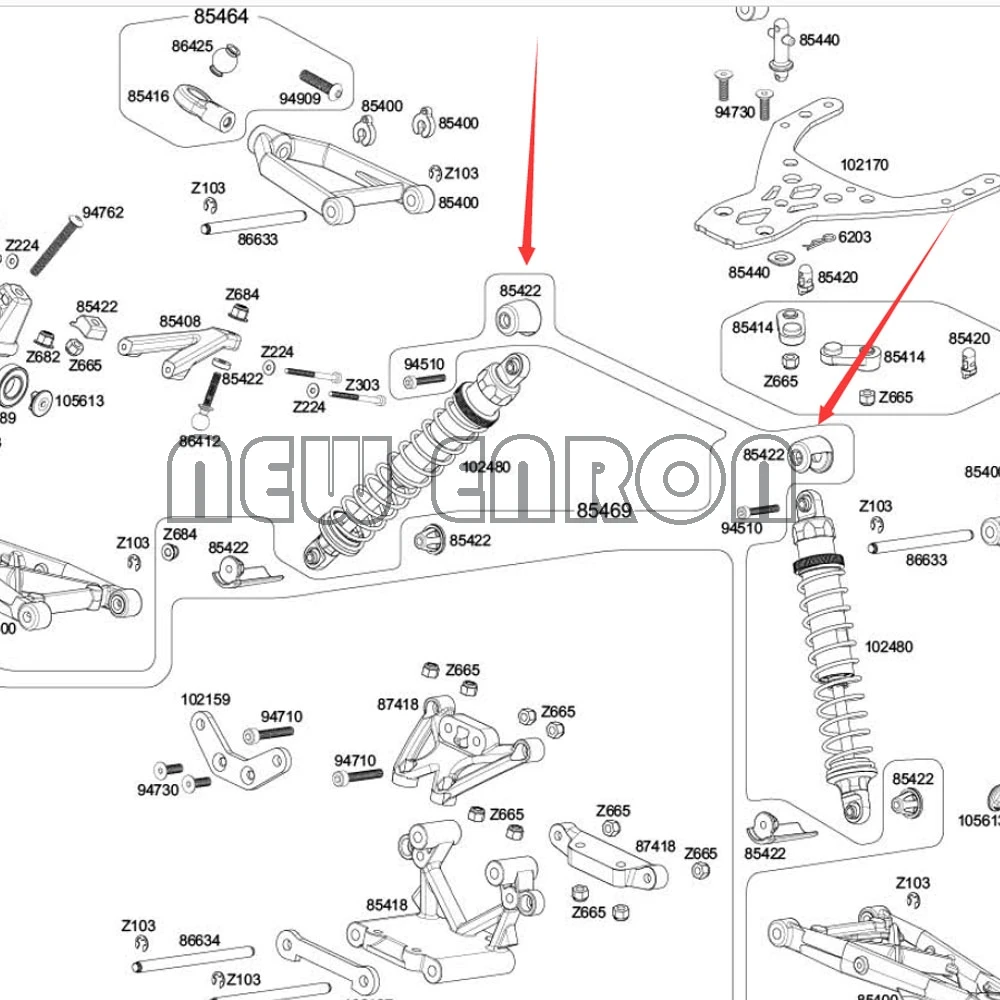 Новинка ENRON 87551-85422 2 шт. 1:5 алюминиевая передняя и задняя амортизирующая пластина
