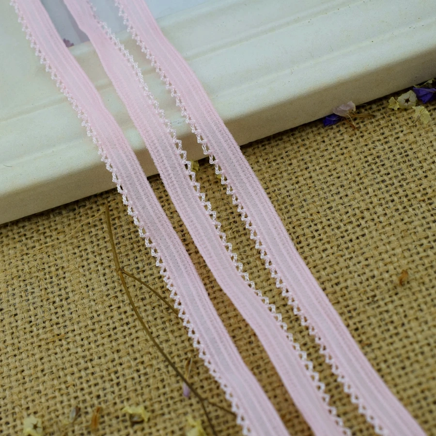 #224 розовые эластичные ленты сетчатые Стрейчевые кружевные края 8 цветов отделка