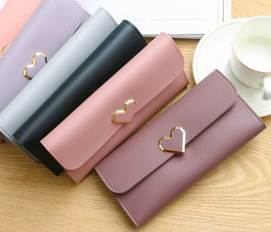 Длинные кошельки для женщин роскошные бумажники с сердечком дам и девушек