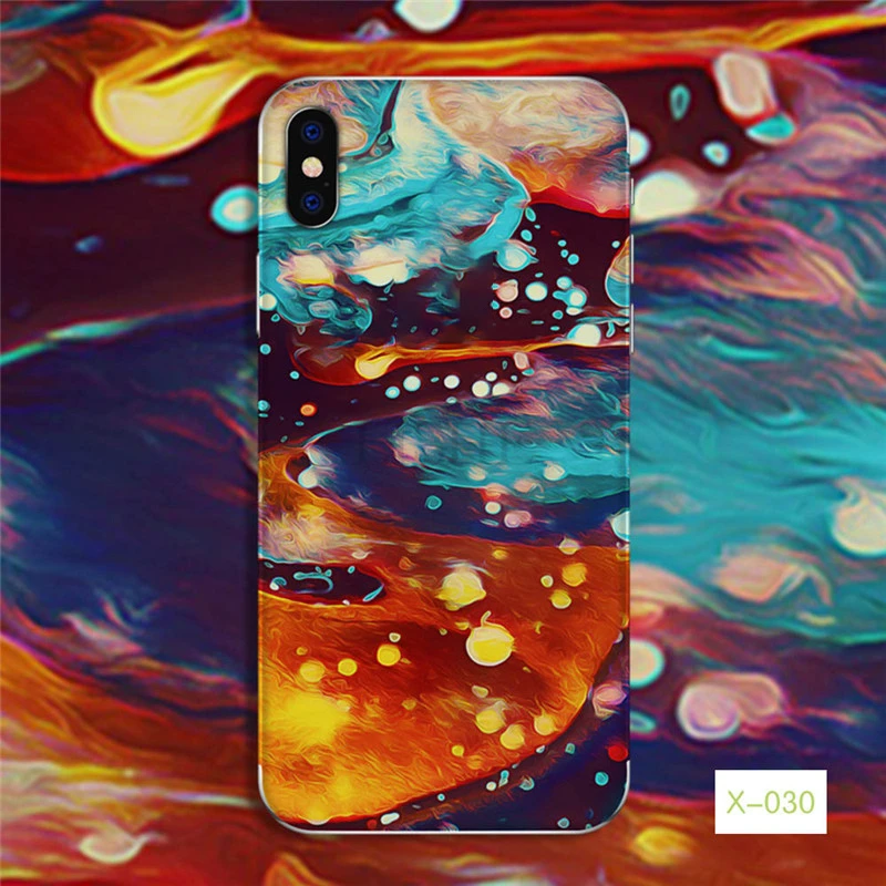 X-030 Наклейки для масляной живописи на телефон для iPhone 6 6s 7 8 7 Plus клейкие шкуры для iPhone X Xs Max Xr 5s SE граффити задняя крышка - Цвет: X-030