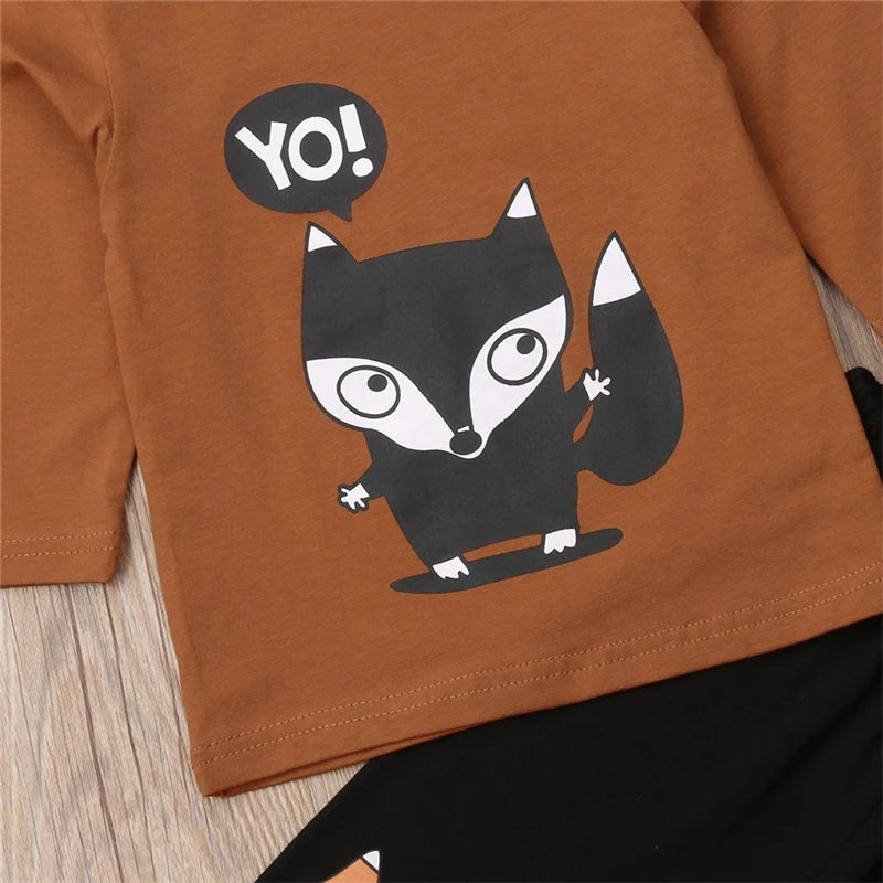 Осень-зима 2019 Детская Хлопковая футболка с мультяшным животным для маленьких