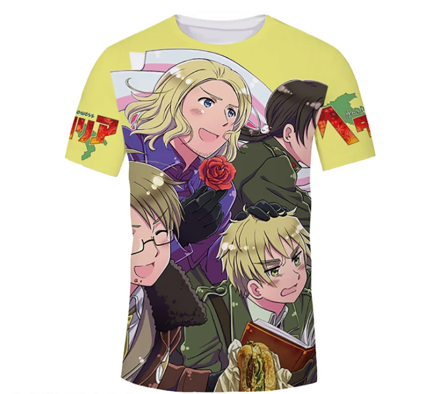 Футболка мужская и женская с принтом аниме Axis Powers повседневный модный топ