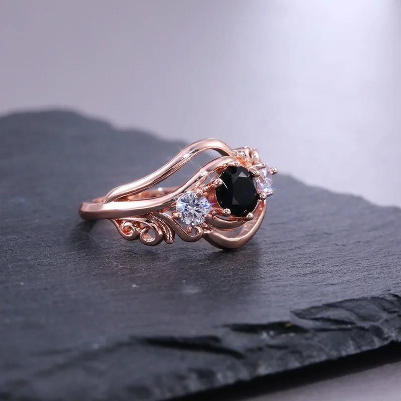 Изысканные женские обручальные кольца CAOSHI с уникальным черным кристаллом