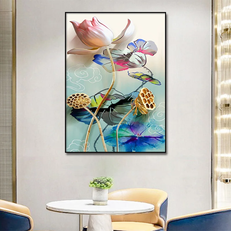 Цветок лотоса натюрморт холст картина печать гостиная домашний декор