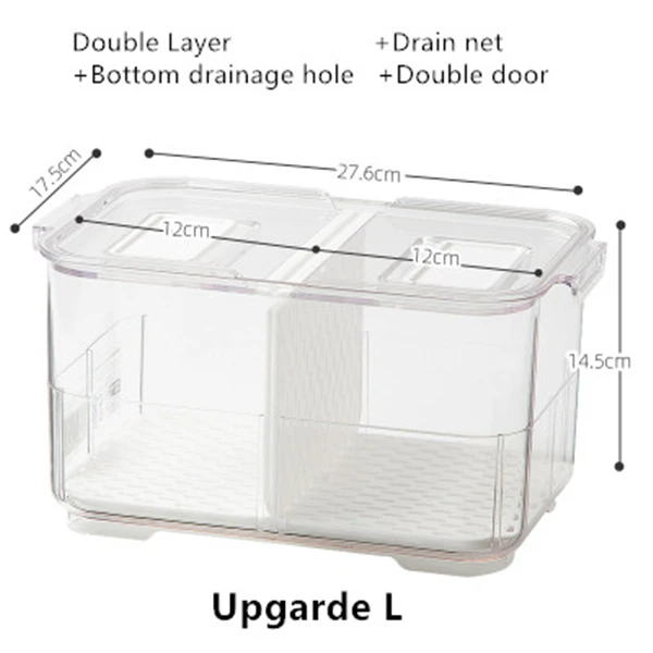 Upgarde L PET Crisper с крышкой кухонный холодильник стеллаж для хранения морозильник ящик для хранения прозрачный контейнер для пищевых продуктов овощи фрукты свежий ящик - Цвет: Upgarde L