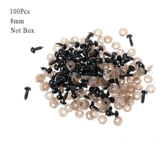 100Pcs 8mm 100 шт. на возраст от 6 до 12 лет мм черный Изделия из пластика защитные глаза для плюшевый мишка, мягкая игрушка кукла животных амигуруми DIY аксессуары GYH - Цвет: 100Pcs 8mm