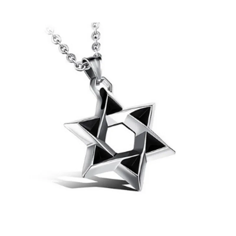 Винтажная шестиконечная звезда Подвеска Ожерелье модная простая круглая