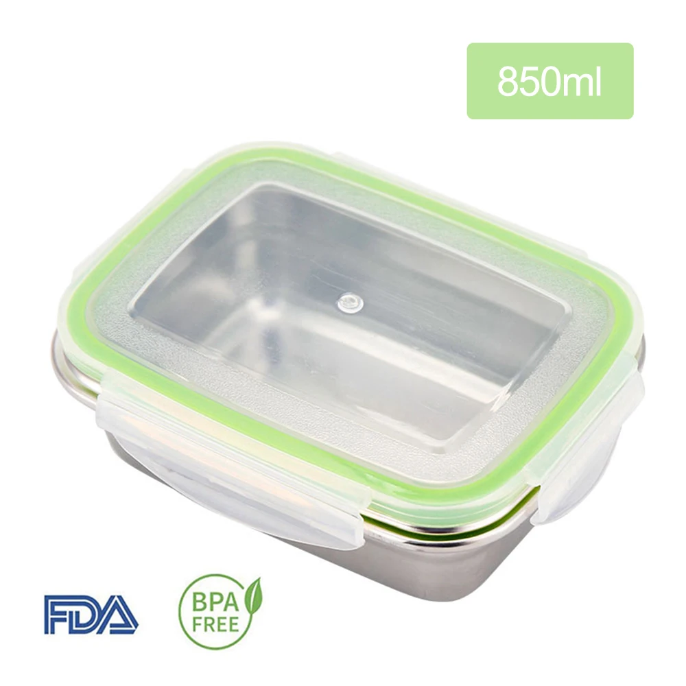 850 мл контейнеры для хранения еды из нержавеющей стали с крышками приготовления
