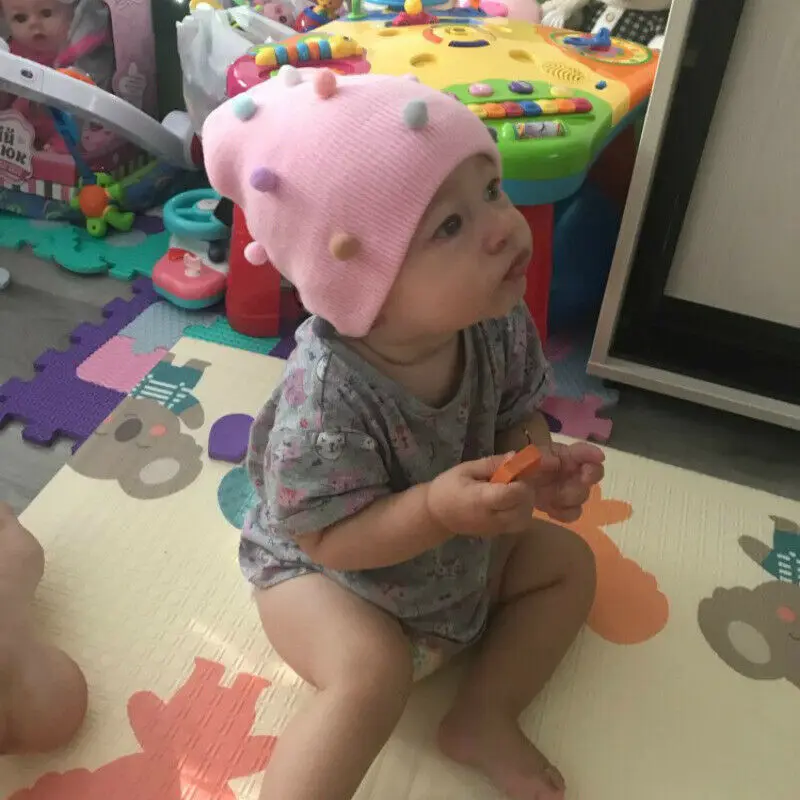 Зимняя теплая вязаная шерстяная шапка с помпоном для новорожденных девочек |