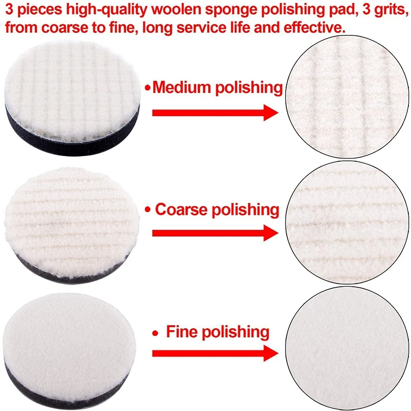 

33 Pieces of Car Polishing Plate Kit 7.62 cm Polishing Pad Foam Polishing Pad Polishing Machine Accessories