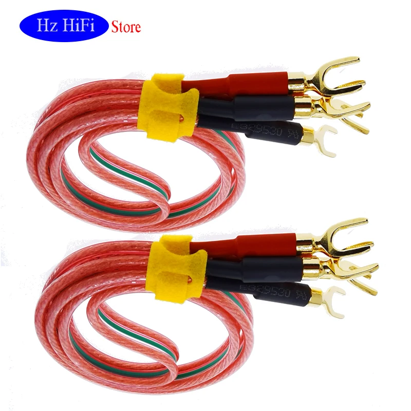 

100% High Qua DIY HIFI Speaker Cable High-end OFC Speaker Jumper Cables Pure Copper Gold-plated U/Y Banana Jack Speaker Wire