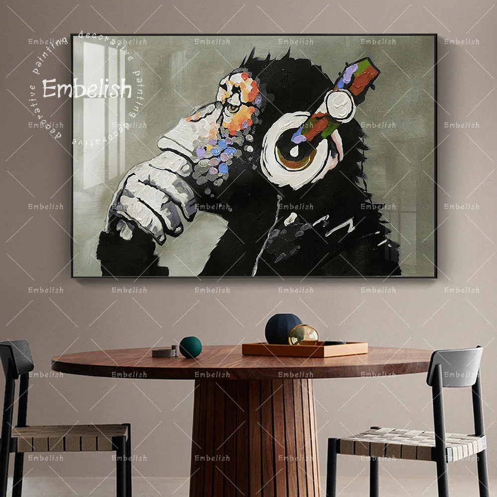 

1 Pieces Cartoon Monkey Animal Wall Art Pictures For Living Room Modern Home Decor Posters HD Spray On Canvas Oil Paintings