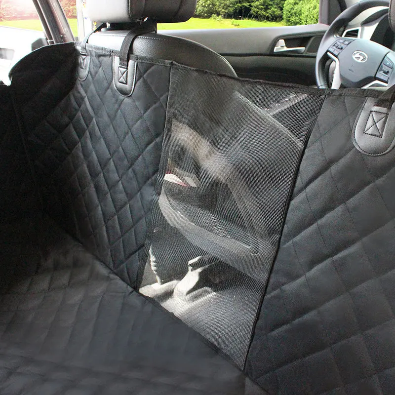 Billig Hund Auto Sitz Abdeckung Ansicht Mesh Pet Träger Hängematte Sicherheit Protector Auto Hinten Zurück Sitz Matte Mit Zipper Und Tasche Für Reise