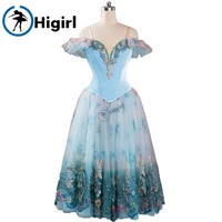 blue velvet lyrical professional adult ballet dress long skirts women performance clssical stage costume bt9116