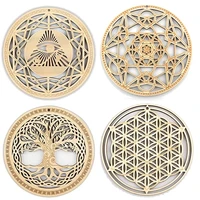 flower of life shape wooden wall sign laser cut non slip coaster set wood placemats table mat round cup pad art home decor