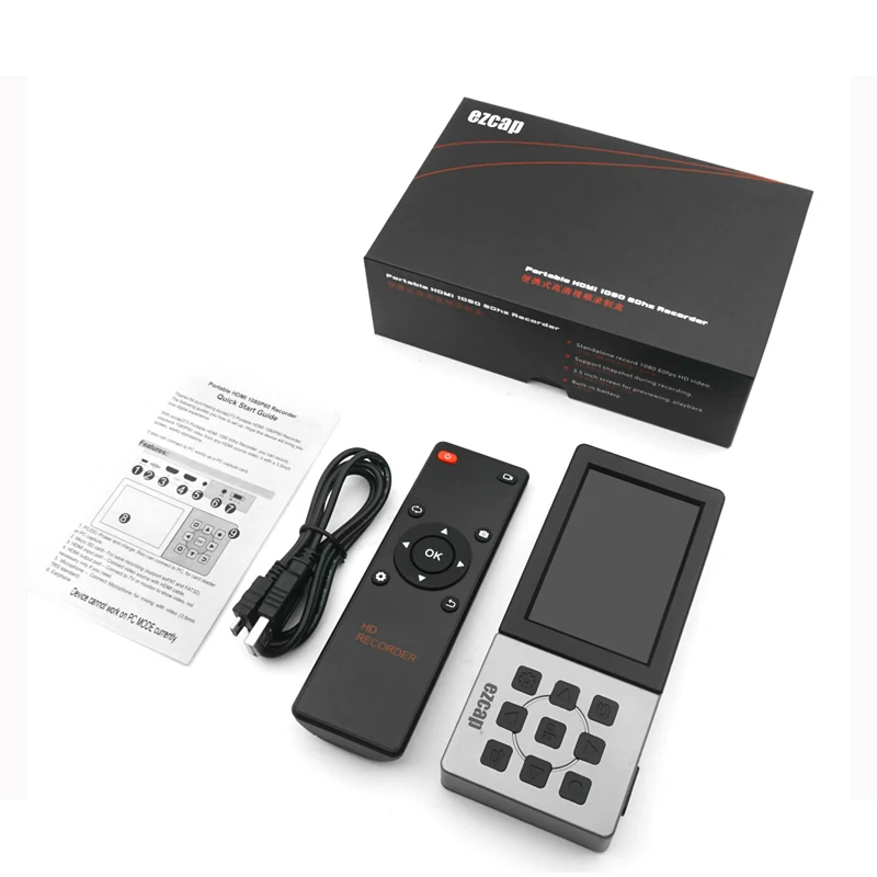 

Ezcap273 capture and playback box 1080P HD 60fps Game Capture Recording Box HDMI-compatible To TF Card Can Playback Mic In Input