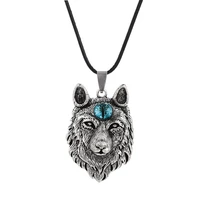 vintage tibetan silver eye of devil wolf pendant necklace power norse viking amulet animal head necklaces for women men jewelry