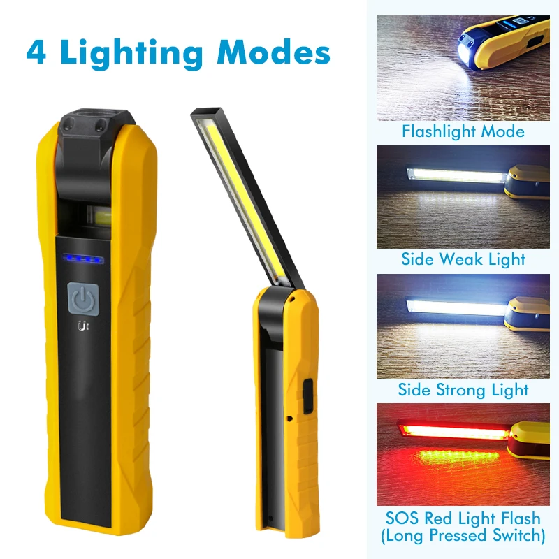 

Work Light Workshop Flashlght COB Torch Car Manitaince Multifunction Inspection Lamp Magnet Rotatable Hook Working Lamp LED