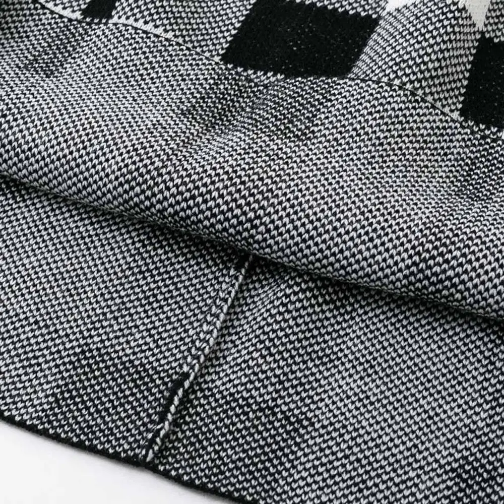 Женский трикотажный комплект из 2 предметов элегантное клетчатое платье-мини с