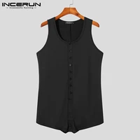 new men sleeveless rompers solid comeforable loungewear bodysuits undershirt male all match pajamas jumpsuits s 5xl 2021 incerun