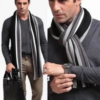 new fashion designer men classic cashmere scarf winter warm soft fringe striped tassel shawl wrap striped scarf men scarves