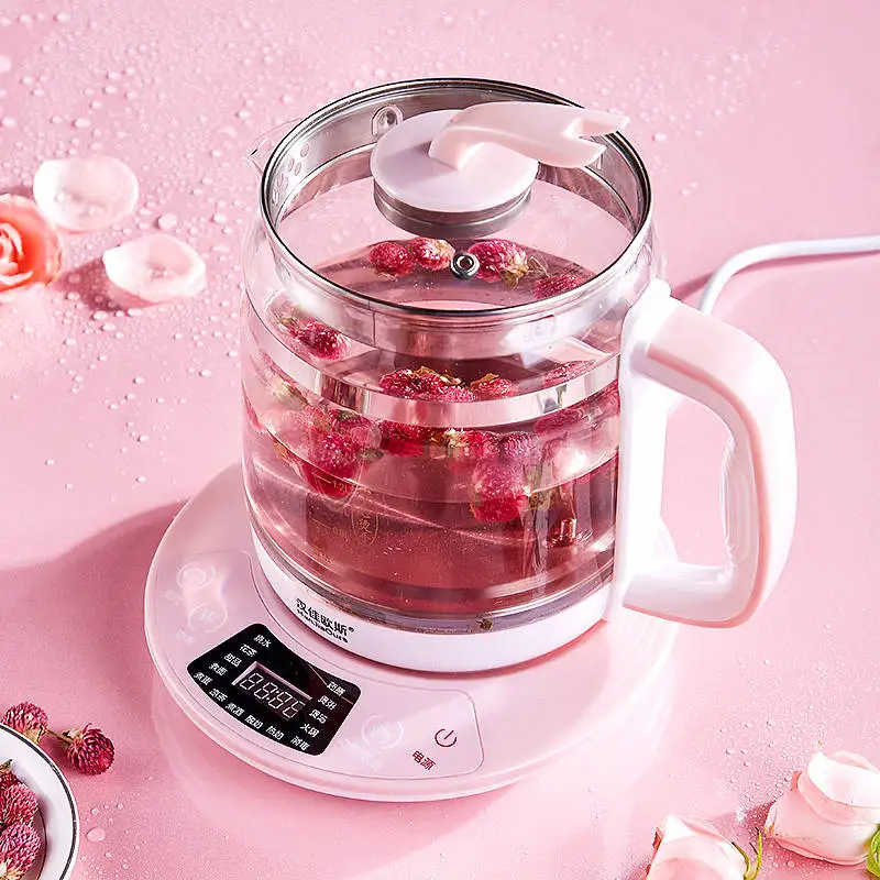 Розовый Многофункциональный автоматический стеклянный чайник Kattle 1 8л для