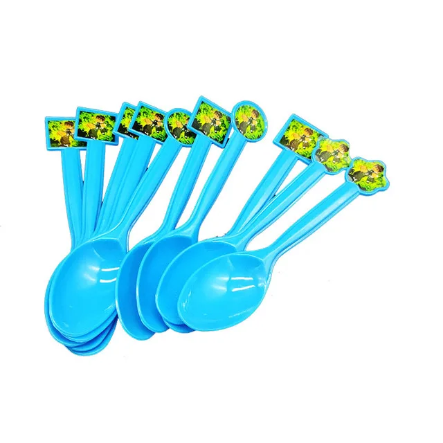 spoon 10pcs Бен 10 тема вечерние украшения детский душ вечерние поставки», «Бен 10» тема пластины салфетки для стаканчиков», «Бен 10» тематические баннеры выбросы - Цвет: spoon 10pcs