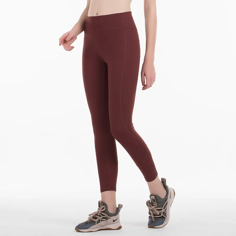 Обтягивающие Леггинсы для йоги телесного цвета удобные женские длинные штаны