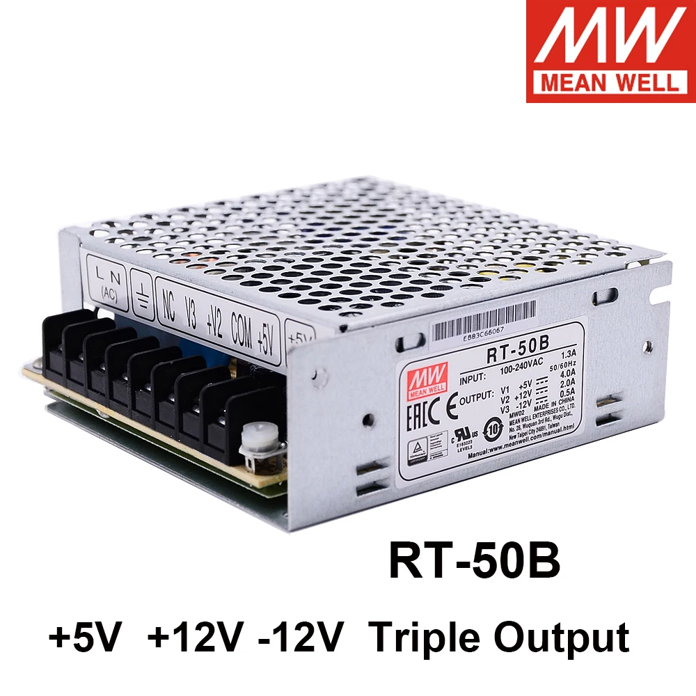 

Taiwan Mean Well RT-50B +5V +12V -5V Triple Output Switching Power Supply 50W Meanwell Driver