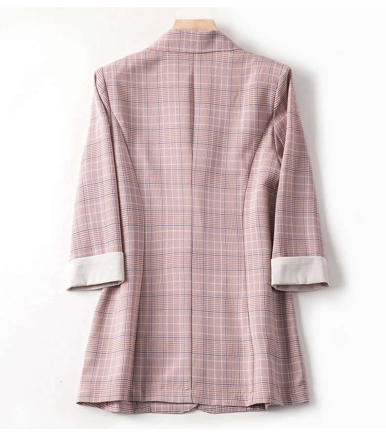 Women 2020 New Arrival Spring Autumn Plaid Suit Jackets Casual Thin Blazer Jacket Fashion Houndstooth Outerwear Tops | Женская одежда