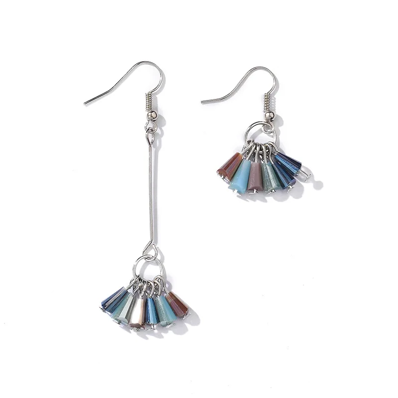 

12Pairs/lot Retro Colorful Tassel Earrings for Women Tiny Crystal Long Earrings Jewelry Gift