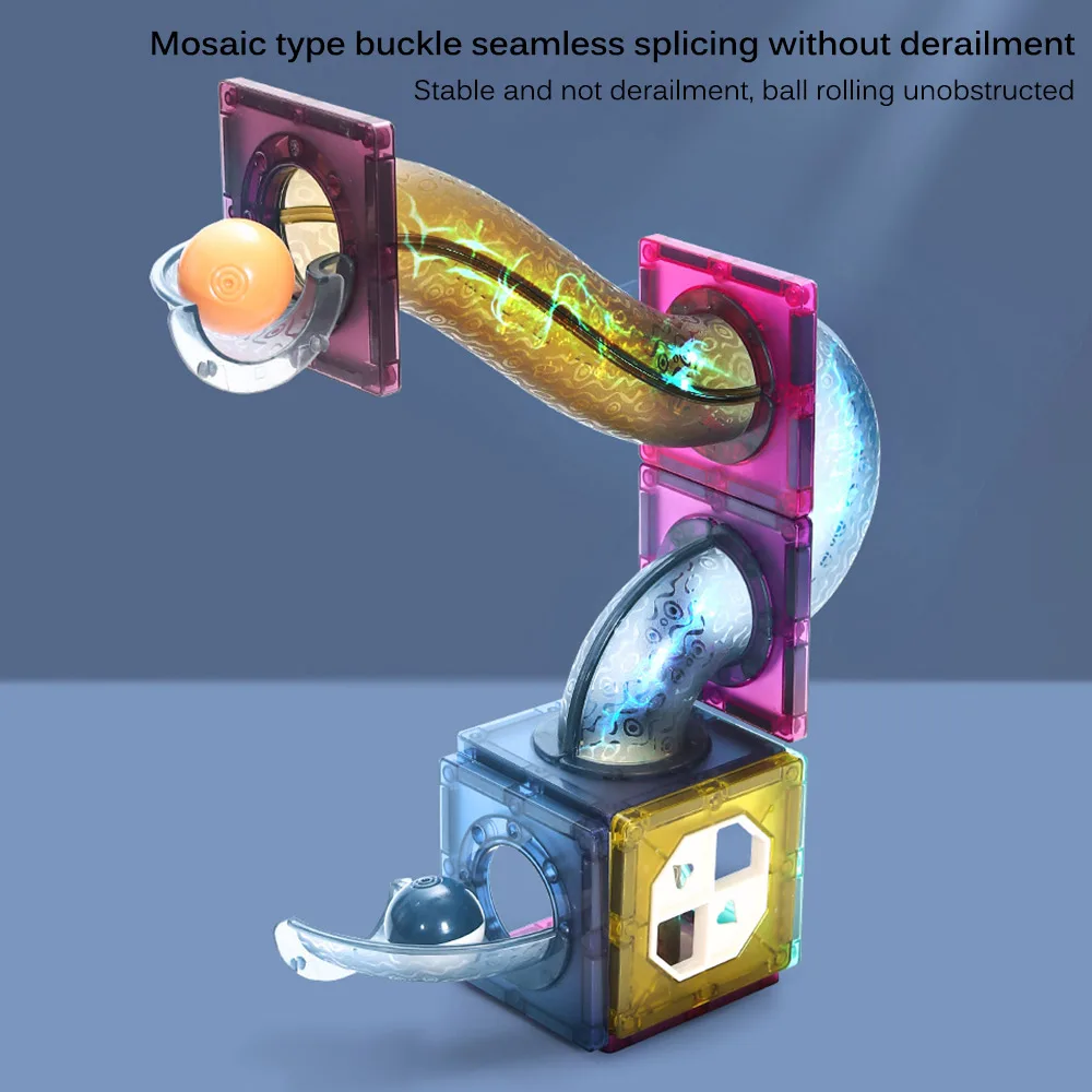 

78pcs Magnetic Rolling Ball Pipe Building Block Colorful Window Track Magnetic Sliding Block Assembly Magnetic Ball Track Block