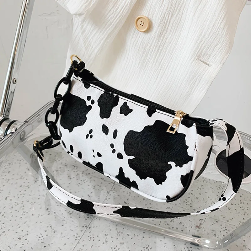 

Cow Pattern Armpit Bag Fashion All-Match Ladies Shoulder Bag Chain Bag Tote Handbag