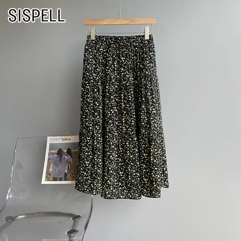 

SISPELL Print Hit Color Skirts For Female High Waist Slimming Ruched Women's Casual Skirt Fashion Summer New 2021