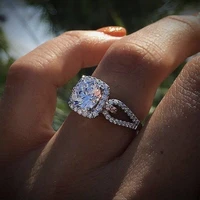 fashion simplicity 925 silver white diamond engagement wedding love ring size 6 10