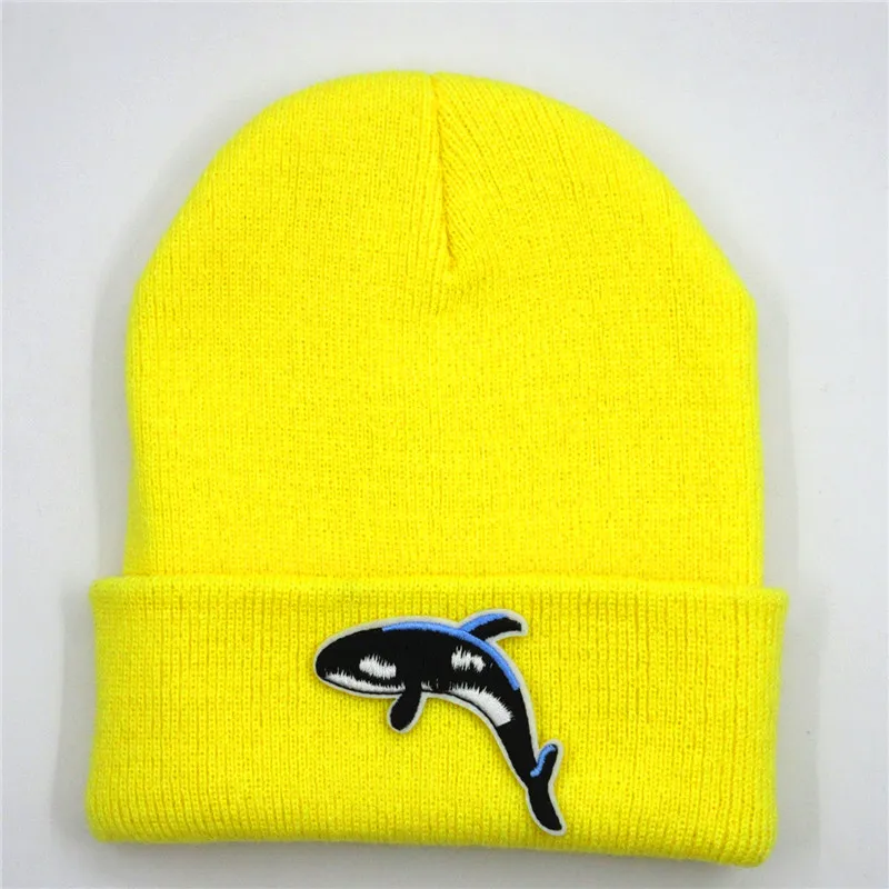 LDSLYJR хлопковая плотная вязаная шапка с вышивкой в виде дельфина зимняя теплая